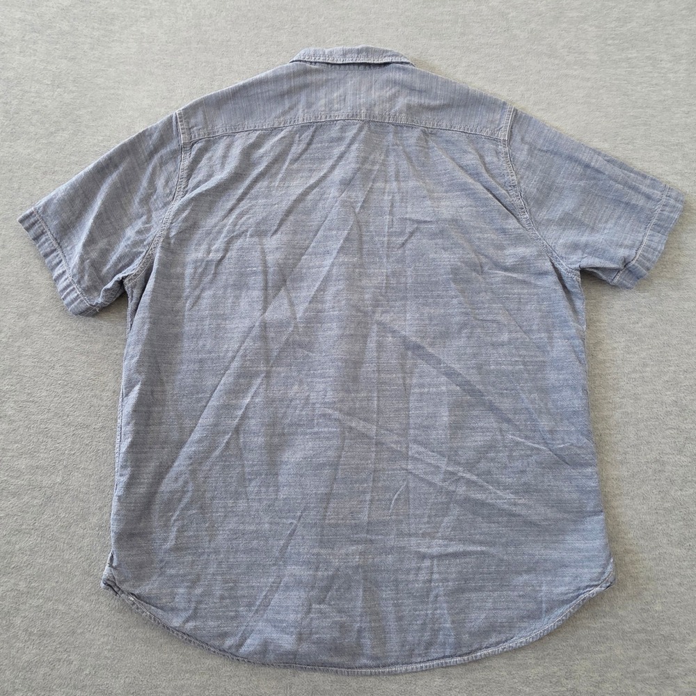 Woolrich Mens Blue Cotton Chambray Short Sleeve Button Down Shirt Large L - Picture 6 of 8
